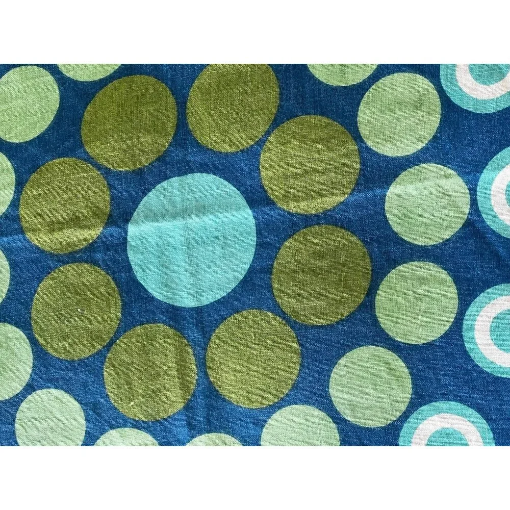 Blue & Green Circular Mandala Tablecloth 64.5x49.5 MCM Linen Event Dinner Party